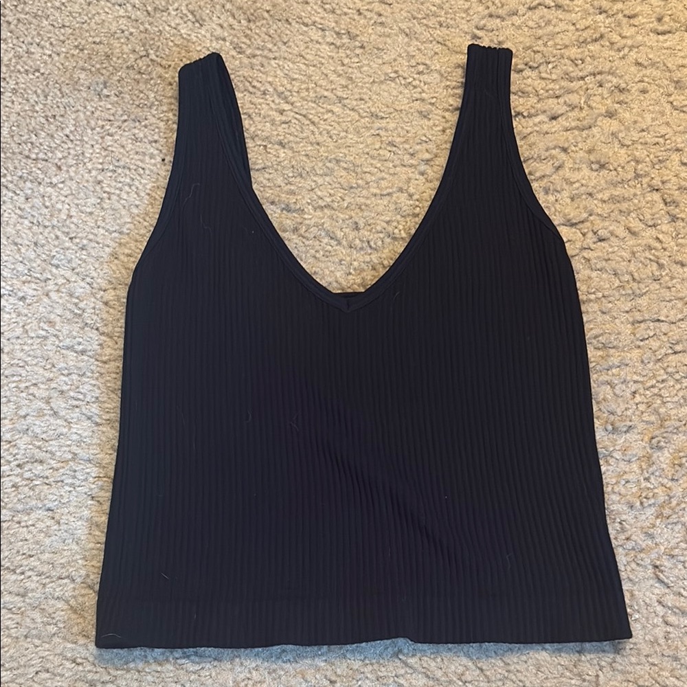 Elegant Black Women's Ribbed Tank Top